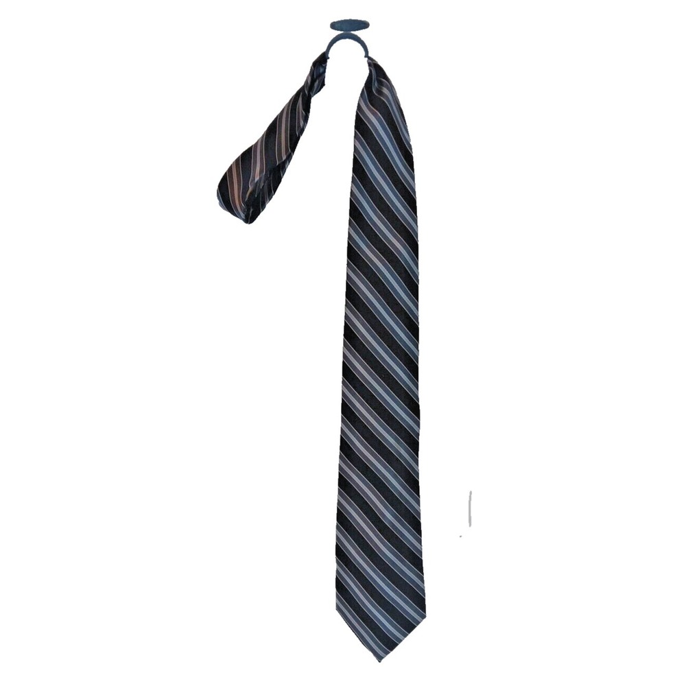 Stafford Tailored  Black / Silver Diagonal Striped Men's Neck Tie